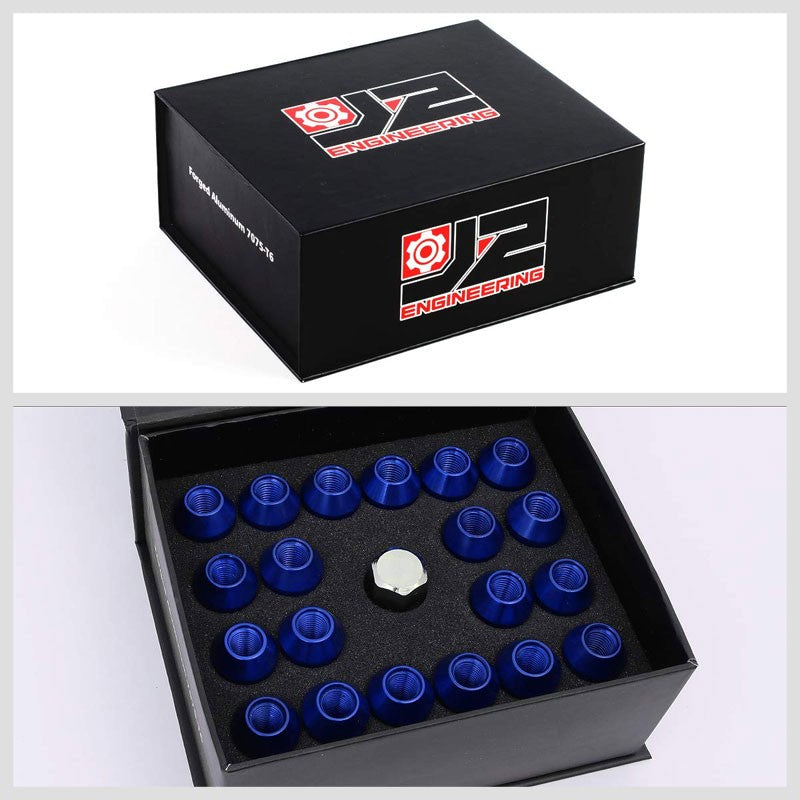 J2 Blue Open Knurled End Acorn Tuner M12 x 1.50 25MM OD/50MM Height Lug Nuts-Car & Truck Wheels-BuildFastCar-BFC-LN-T7-034-15-BL
