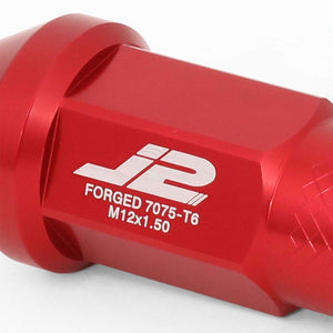 J2 Red Open Knurled End Acorn Tuner M12 x 1.50 25MM OD/50MM Height Lug Nuts-Car & Truck Wheels-BuildFastCar-BFC-LN-T7-034-15-RD
