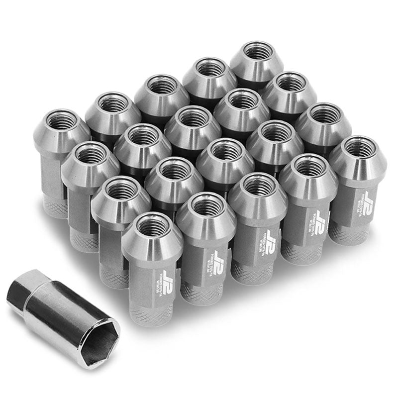 J2 Silver Open Knurled End Acorn Tuner M12 x 1.50 25MM OD/50MM Height Lug Nuts-Car &amp; Truck Wheels-BuildFastCar-BFC-LN-T7-034-15-SL
