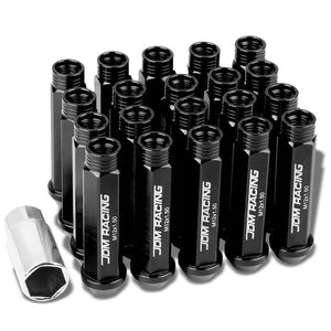 Black Aluminum M12x1.50 90MM Tall Open Rim End Acorn Tuner 20x Conical Lug Nuts-Accessories-BuildFastCar