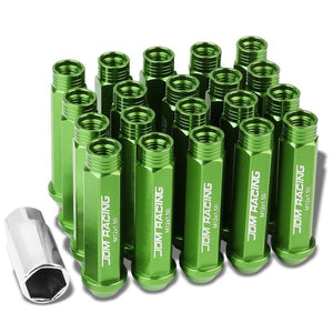 Green Aluminum M12x1.50 90MM Tall Open Rim End Acorn Tuner 20x Conical Lug Nuts-Accessories-BuildFastCar