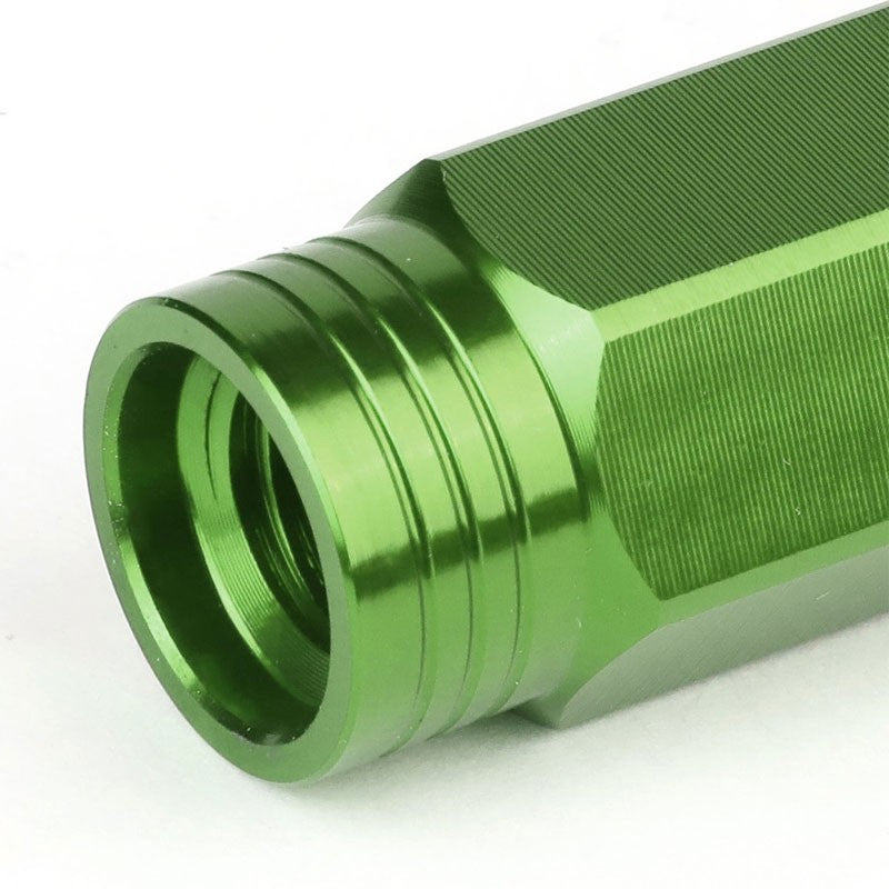 Green Aluminum M12x1.50 90MM Tall Open Rim End Acorn Tuner 20x Conical Lug Nuts-Accessories-BuildFastCar