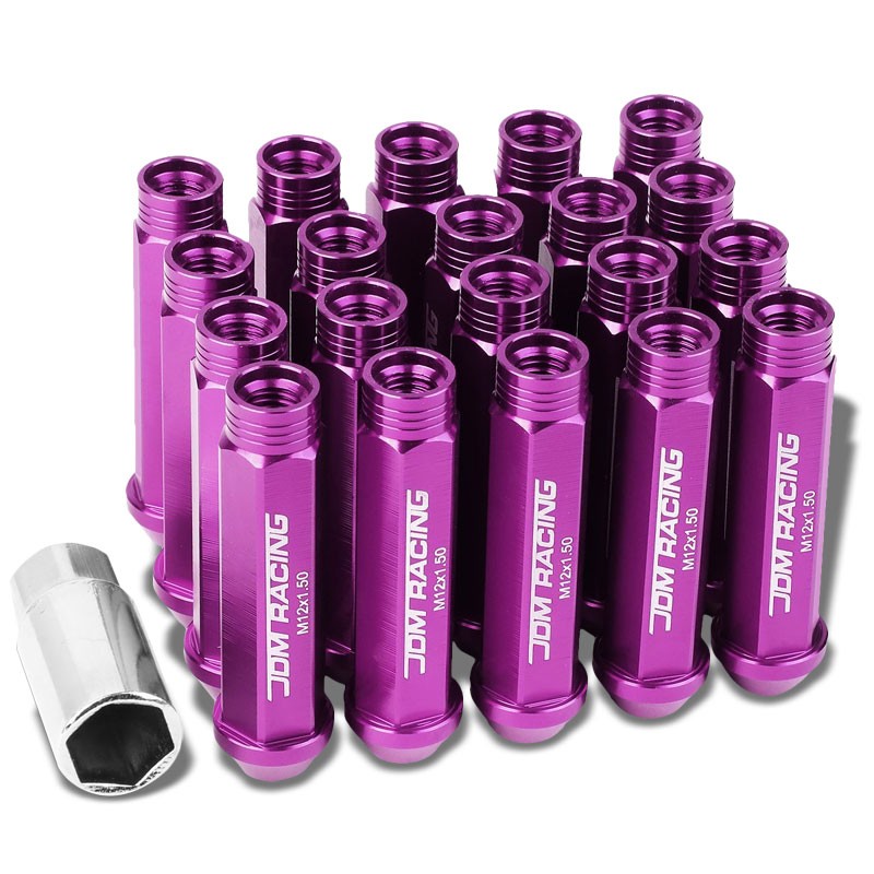 Purple Aluminum M12x1.50 90MM Tall Open Rim End Acorn Tuner 20x Conical Lug Nuts-Accessories-BuildFastCar