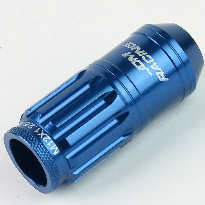 Blue Aluminum M12x1.25 Conical Open Knurl Acorn Tuner 16x Lug Nuts+4 Lock Nuts-Accessories-BuildFastCar