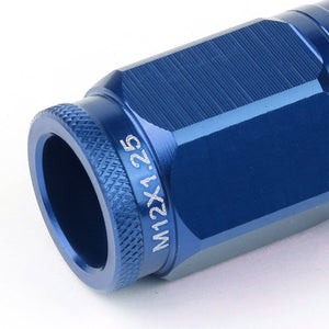 Blue Aluminum M12x1.25 Conical Open Knurl Acorn Tuner 16x Lug Nuts+4 Lock Nuts-Accessories-BuildFastCar