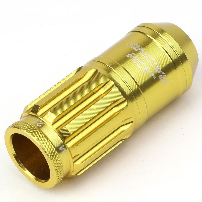 Gold Aluminum M12x1.25 Conical Open Knurl Acorn Tuner 16x Lug Nuts+4 Lock Nuts-Accessories-BuildFastCar