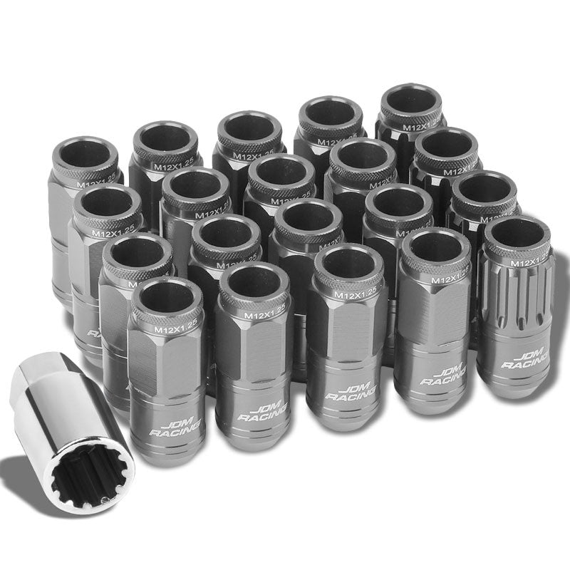 Gunmetal M12x1.25 Conical Open Knurl End Acorn Tuner 16x Lug Nuts+4 Lock Nuts-Accessories-BuildFastCar