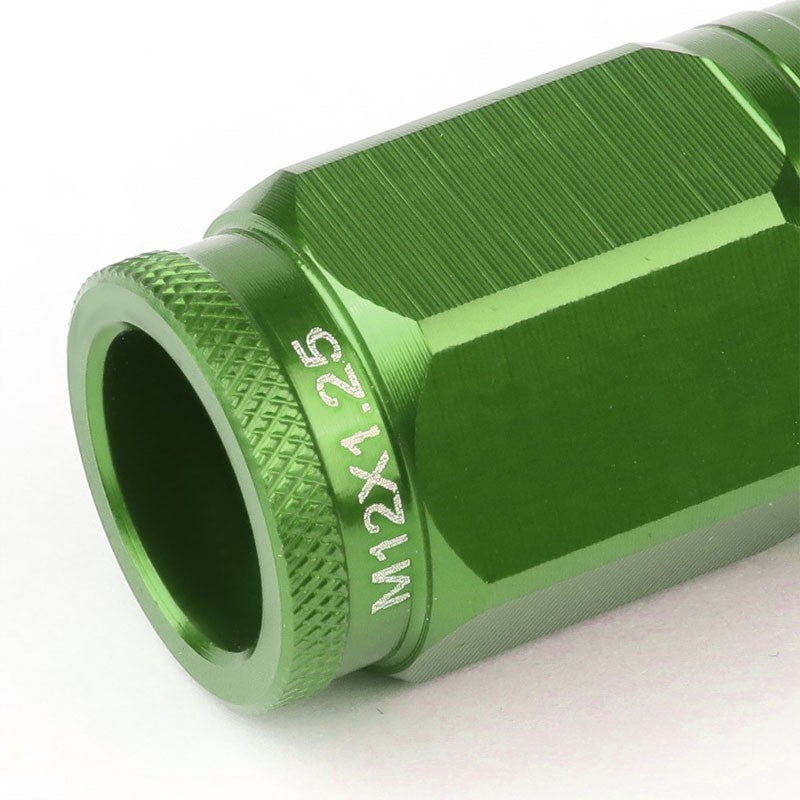 Green Aluminum M12x1.25 Conical Open Knurl Acorn Tuner 16x Lug Nuts+4 Lock Nuts-Accessories-BuildFastCar