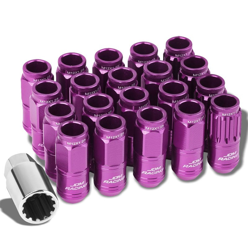 Purple Aluminum M12x1.25 Conical Open Knurl Acorn Tuner 16x Lug Nuts+4 Lock Nuts-Accessories-BuildFastCar