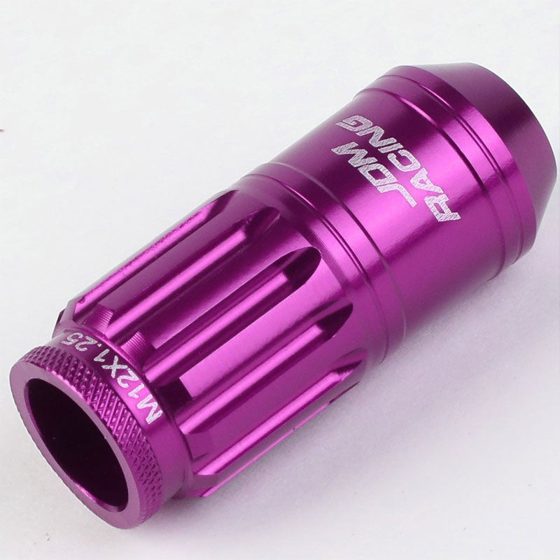 Purple Aluminum M12x1.25 Conical Open Knurl Acorn Tuner 16x Lug Nuts+4 Lock Nuts-Accessories-BuildFastCar