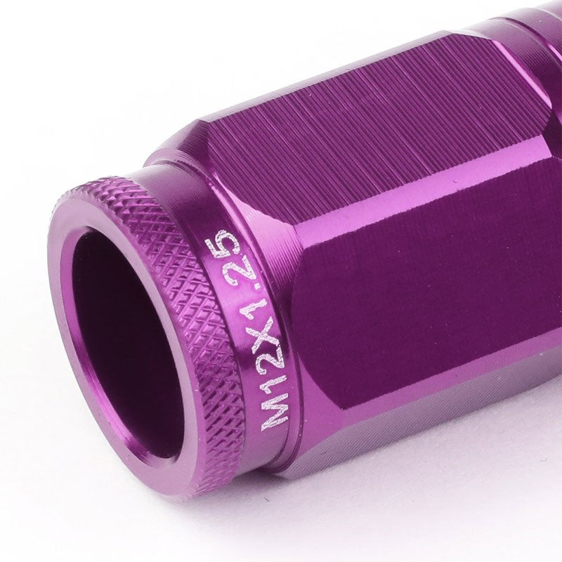 Purple Aluminum M12x1.25 Conical Open Knurl Acorn Tuner 16x Lug Nuts+4 Lock Nuts-Accessories-BuildFastCar