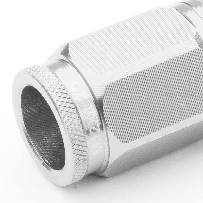 Silver Aluminum M12x1.25 Conical Open Knurl Acorn Tuner 16x Lug Nuts+4 Lock Nuts-Accessories-BuildFastCar
