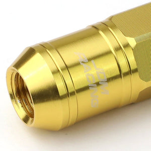 Gold Aluminum M12x1.5 Conical Open Knurl Acorn Tuner 16x Lug Nuts+4 Lock Nuts-Accessories-BuildFastCar