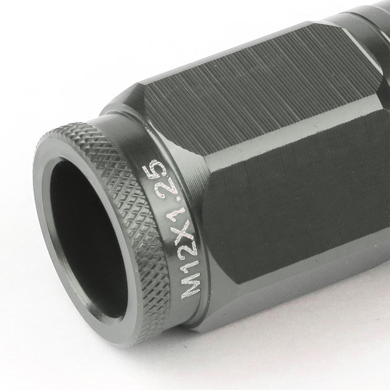 Gunmetal Aluminum M12x1.50 Open Knurl End Acorn Tuner 16x Lug Nuts+4 Lock Nuts-Accessories-BuildFastCar
