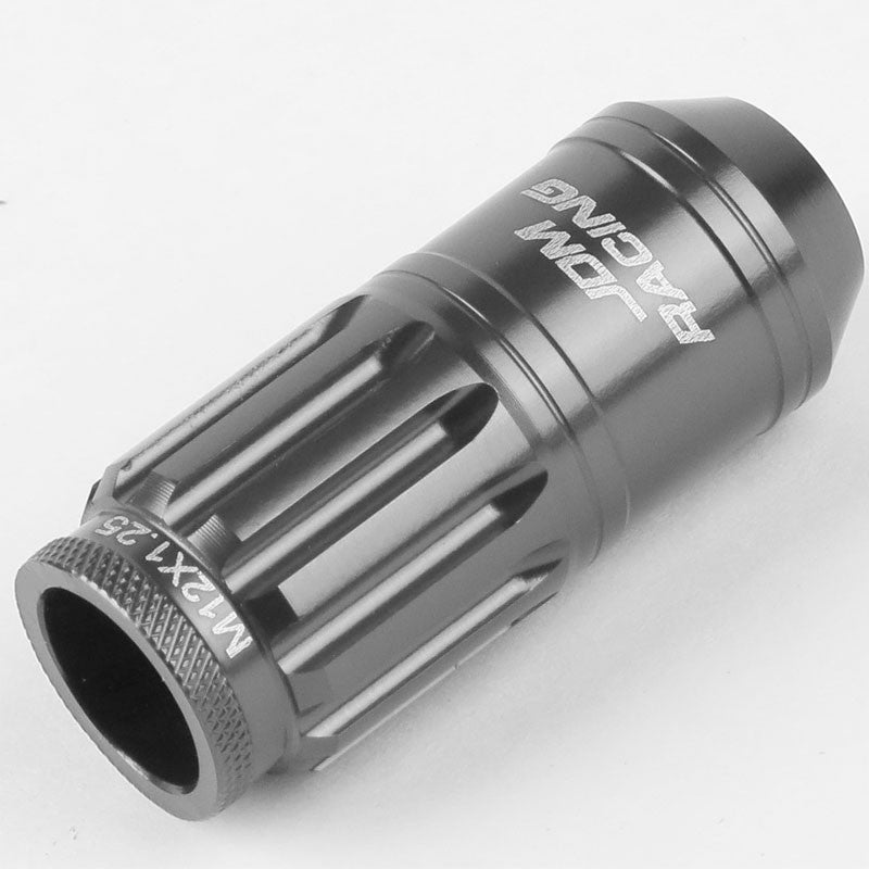Gunmetal Aluminum M12x1.50 Open Knurl End Acorn Tuner 16x Lug Nuts+4 Lock Nuts-Accessories-BuildFastCar