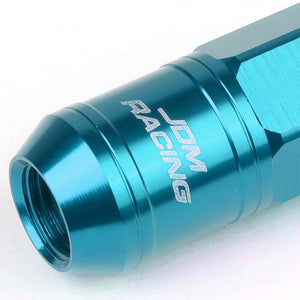 Light Blue M12x1.5 Conical Open Knurl End Acorn Tuner 16x Lug Nuts+4 Lock Nuts-Accessories-BuildFastCar