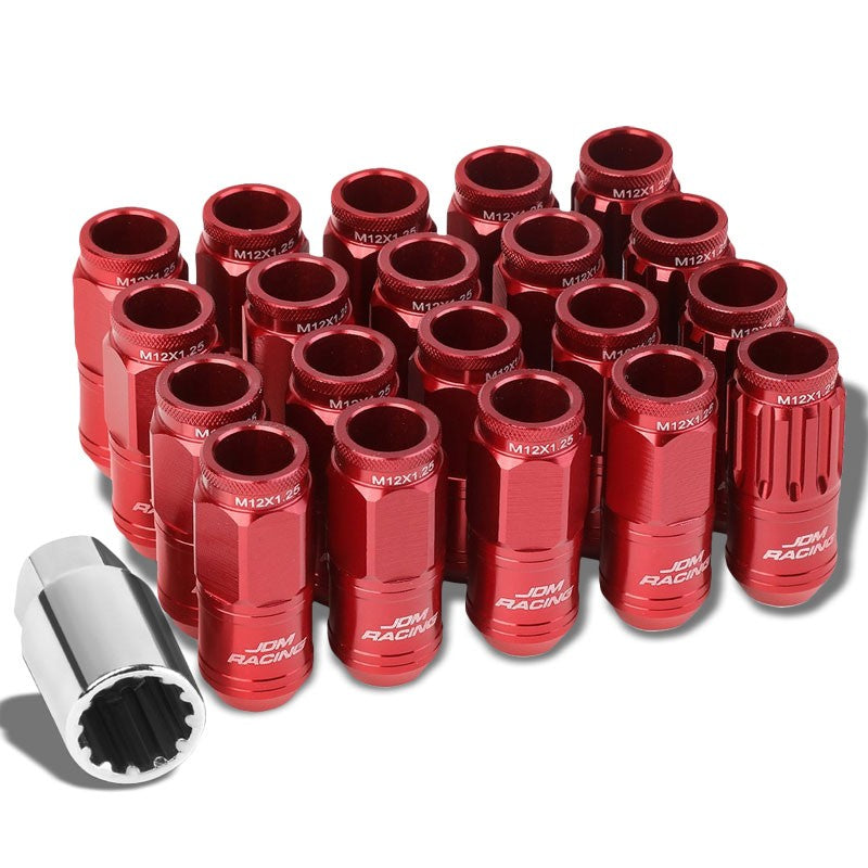 Red Aluminum M12x1.5 Conical Open Knurl Acorn Tuner 16x Lug Nuts+4 Lock Nuts-Accessories-BuildFastCar