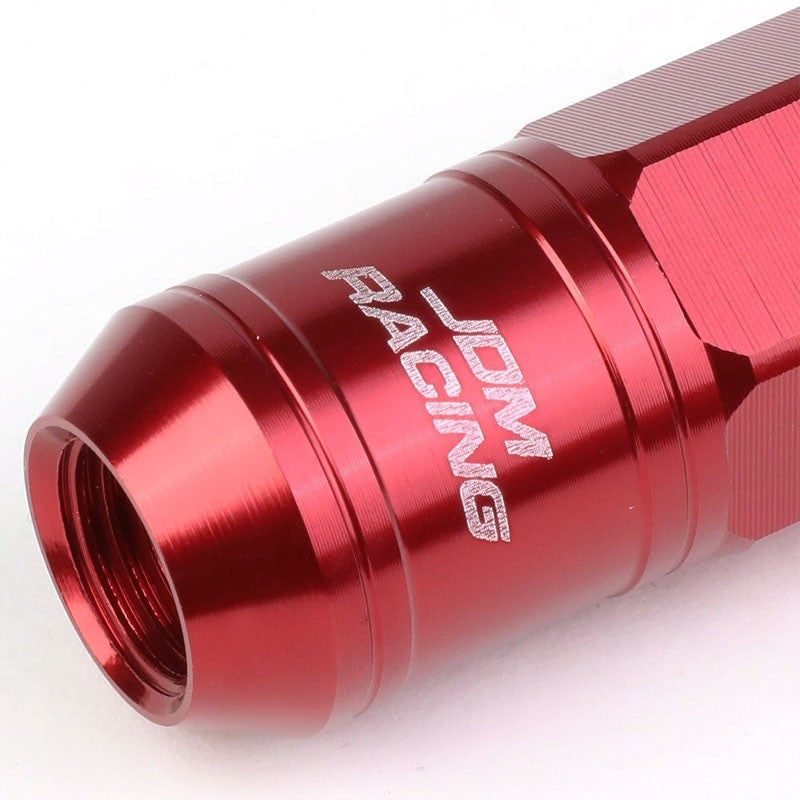 Red Aluminum M12x1.5 Conical Open Knurl Acorn Tuner 16x Lug Nuts+4 Lock Nuts-Accessories-BuildFastCar
