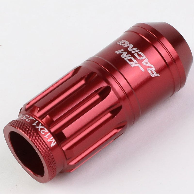 Red Aluminum M12x1.5 Conical Open Knurl Acorn Tuner 16x Lug Nuts+4 Lock Nuts-Accessories-BuildFastCar