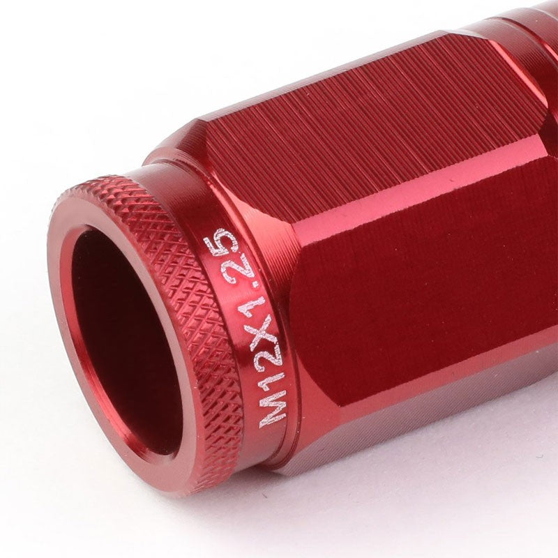 Red Aluminum M12x1.5 Conical Open Knurl Acorn Tuner 16x Lug Nuts+4 Lock Nuts-Accessories-BuildFastCar
