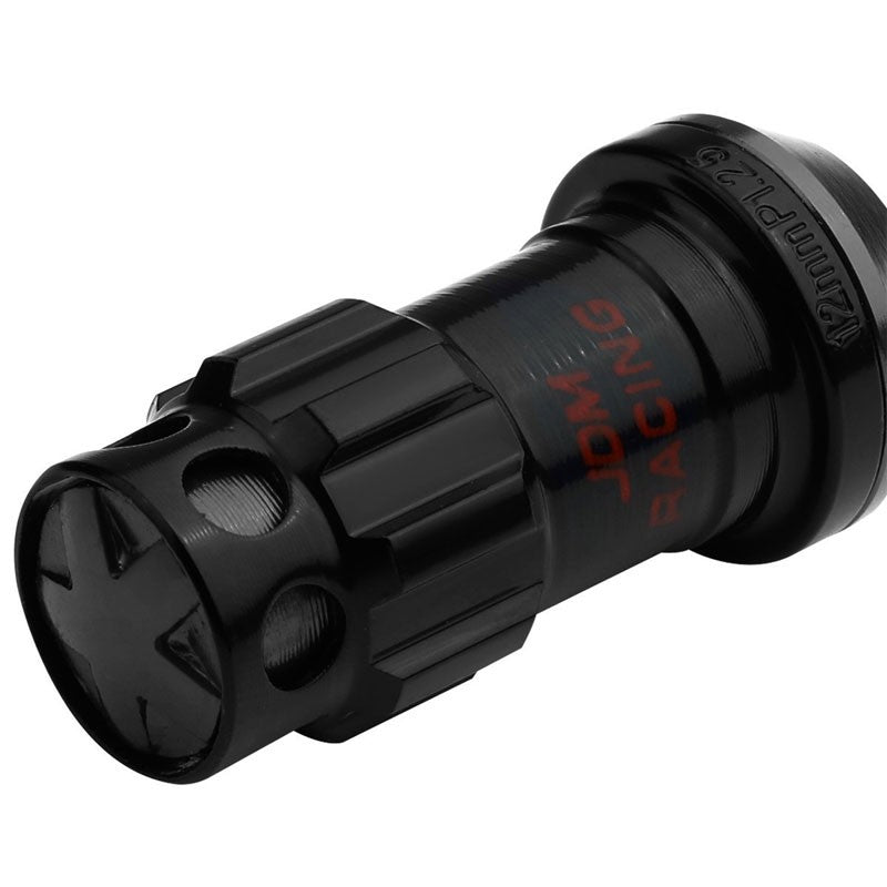 Black Accent/Black Body M12x1.25 Conical Close Tuner 16x Lug Nuts+4 Lock Nuts-Accessories-BuildFastCar