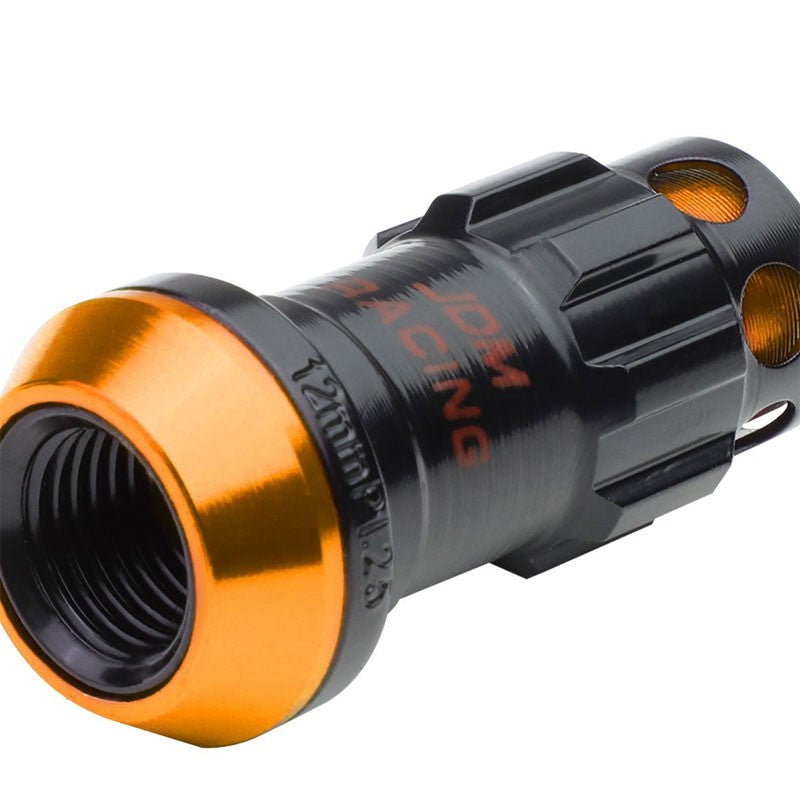 Orange Accent/Black Body M12x1.25 Conical Close Tuner 16x Lug Nuts+4 Lock Nuts-Accessories-BuildFastCar