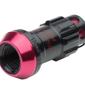 Pink Accent/Black Body M12x1.25 Conical Close Tuner 16x Lug Nuts+4 Lock Nuts-Accessories-BuildFastCar