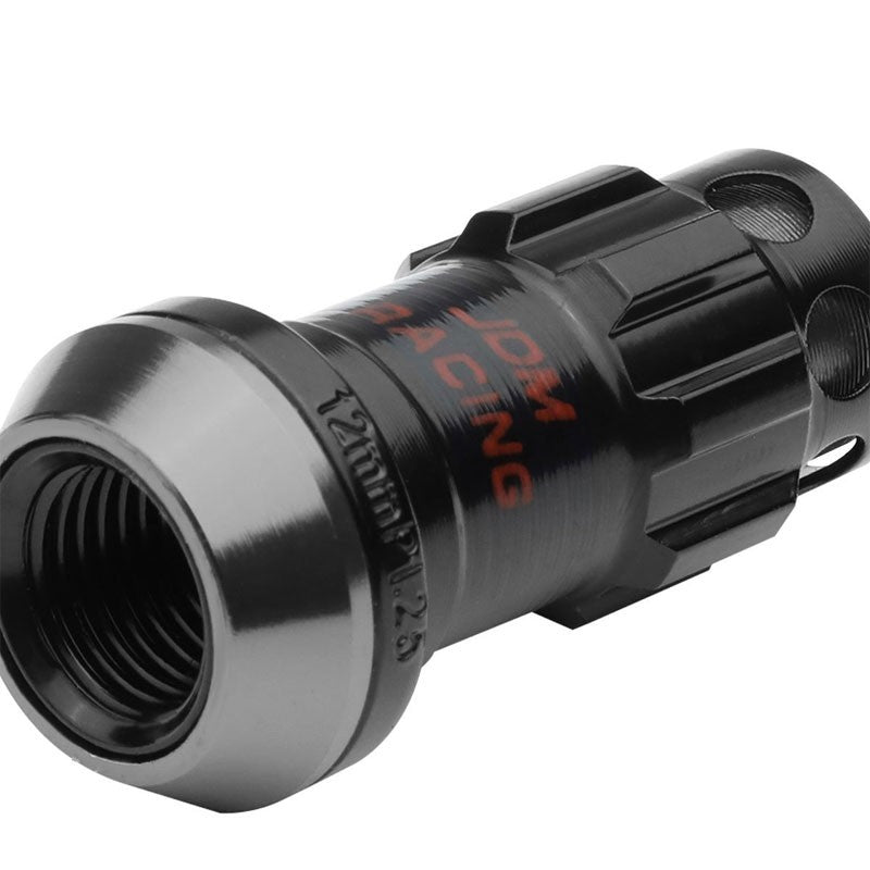 Gunmetal Accent/Black Body M12x1.50 Conical Close Tuner 16x Lug Nuts+4 Lock Nuts-Accessories-BuildFastCar