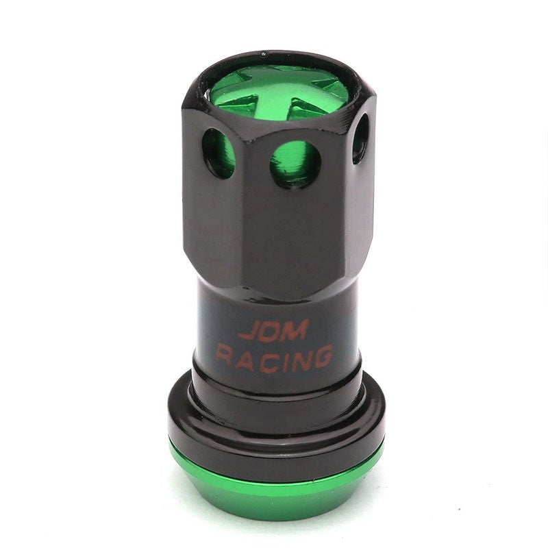 Green Accent/Black Body M12x1.50 Conical Close Tuner 16x Lug Nuts+4 Lock Nuts-Accessories-BuildFastCar