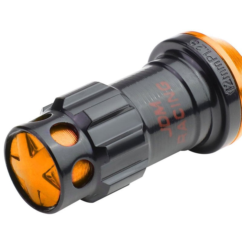 Orange Accent/Black Body M12x1.50 Conical Close Tuner 16x Lug Nuts+4 Lock Nuts-Accessories-BuildFastCar