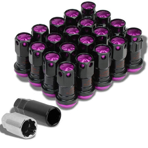 Purple Accent/Black Body M12x1.50 Conical Close Tuner 16x Lug Nuts+4 Lock Nuts-Accessories-BuildFastCar