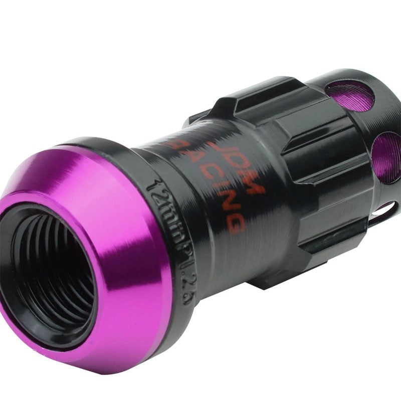 Purple Accent/Black Body M12x1.50 Conical Close Tuner 16x Lug Nuts+4 Lock Nuts-Accessories-BuildFastCar