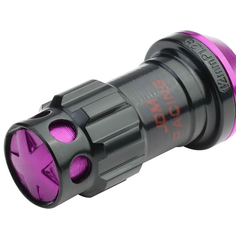 Purple Accent/Black Body M12x1.50 Conical Close Tuner 16x Lug Nuts+4 Lock Nuts-Accessories-BuildFastCar