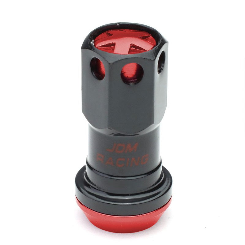 Red Accent/Black Body M12x1.50 Conical Close Lock Tuner 16x Lug Nuts+4 Lock Nuts-Accessories-BuildFastCar