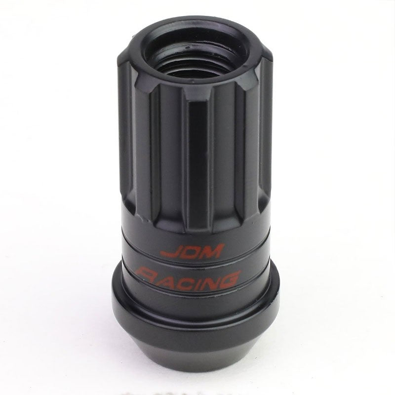 Black Aluminum M12x1.25 Conical Open Acorn Lock Tuner 16x Lug Nuts+4 Lock Nuts-Accessories-BuildFastCar