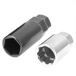 Black Aluminum M12x1.25 Conical Open Acorn Lock Tuner 16x Lug Nuts+4 Lock Nuts-Accessories-BuildFastCar