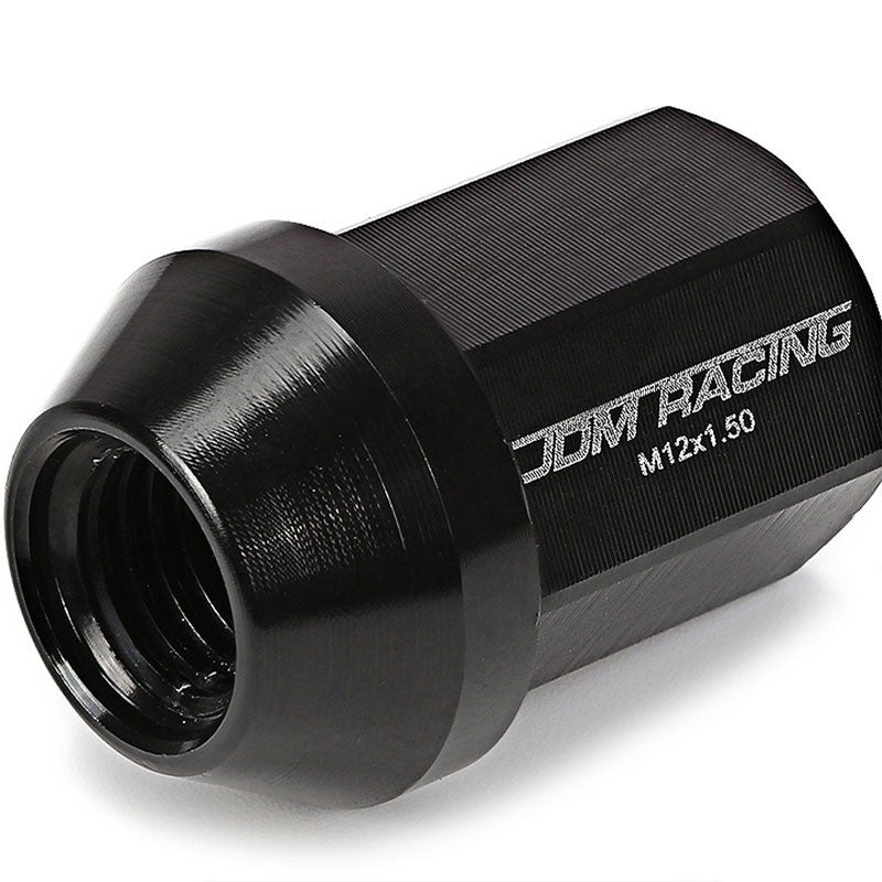 Black Aluminum M12x1.50 35MM Short Close End Acorn Tuner 20x Conical Lug Nuts-Accessories-BuildFastCar