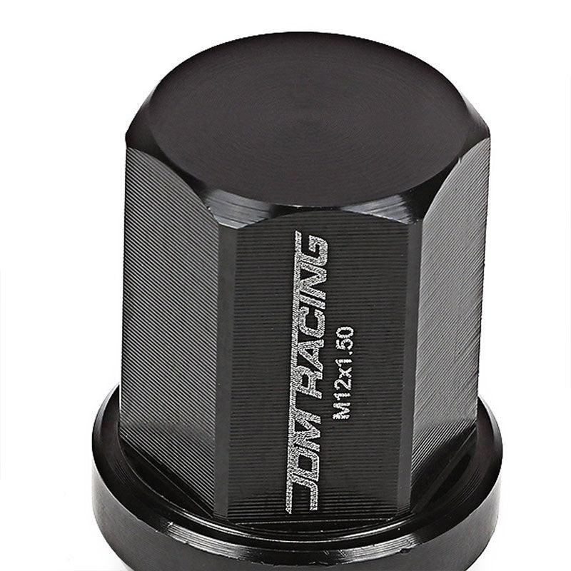 Black Aluminum M12x1.50 35MM Short Close End Acorn Tuner 20x Conical Lug Nuts-Accessories-BuildFastCar