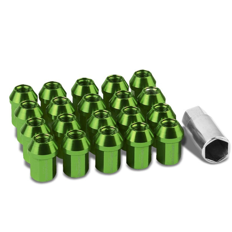 Green Aluminum M12x1.50 35MM Short Close End Acorn Tuner 20x Conical Lug Nuts-Accessories-BuildFastCar