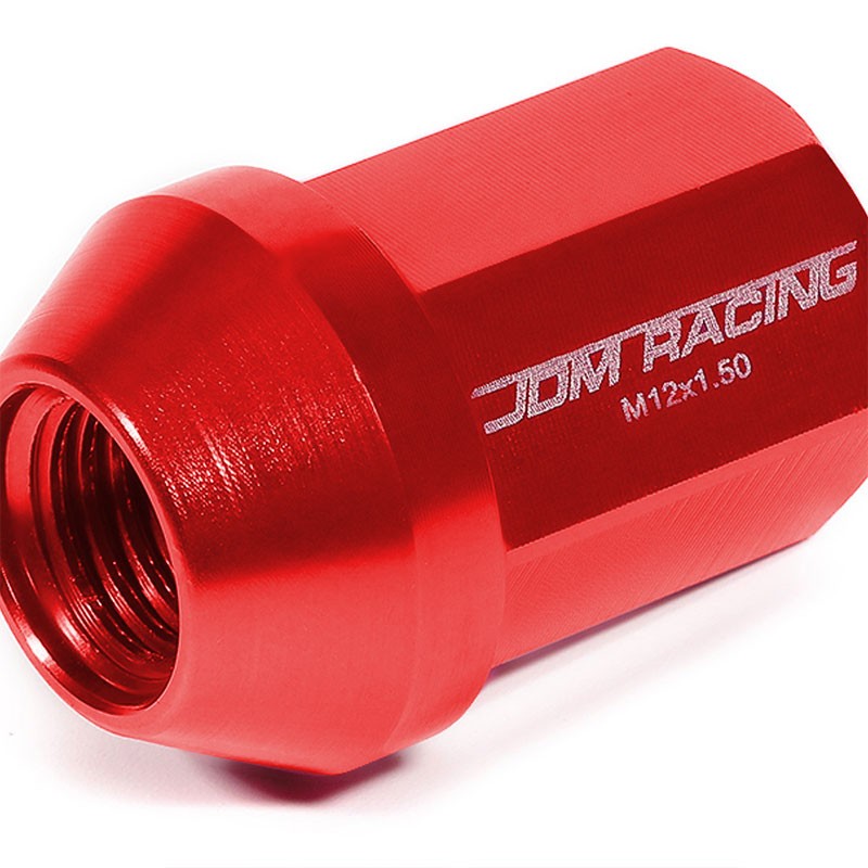 Red Aluminum M12x1.50 35MM Short Close End Acorn Tuner 20x Conical Lug Nuts-Accessories-BuildFastCar