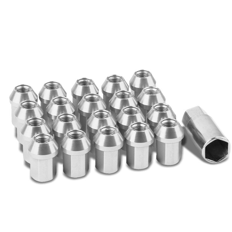Silver Aluminum M12x1.50 35MM Short Close End Acorn Tuner 20x Conical Lug Nuts-Accessories-BuildFastCar