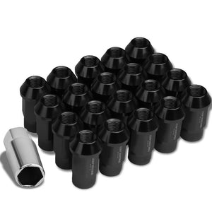 Black Aluminum M12x1.25 Conical Open Rim Acorn Tuner 16x Lug Nuts+4 Lock Nuts-Accessories-BuildFastCar