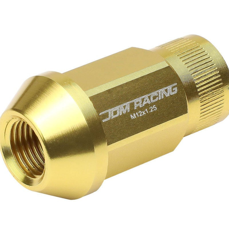 Gold Aluminum M12x1.25 Conical Open Rim Acorn Tuner 16x Lug Nuts+4 Lock Nuts-Accessories-BuildFastCar