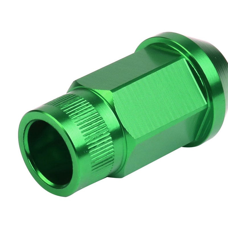 Green Aluminum M12x1.25 Conical Open Rim Acorn Tuner 16x Lug Nuts+4 Lock Nuts-Accessories-BuildFastCar