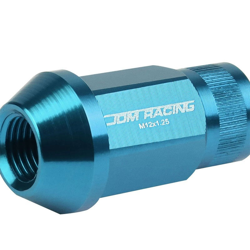 Light Blue Aluminum M12x1.25 Open Rim End Acorn Tuner 16x Lug Nuts+4 Lock Nuts-Accessories-BuildFastCar