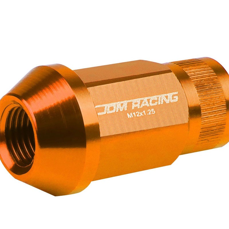 Orange Aluminum M12x1.25 Conical Open Rim Acorn Tuner 16x Lug Nuts+4 Lock Nuts-Accessories-BuildFastCar