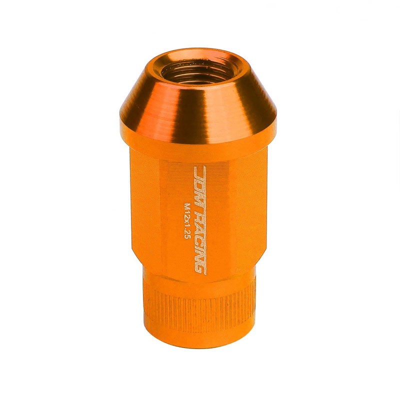 Orange Aluminum M12x1.25 Conical Open Rim Acorn Tuner 16x Lug Nuts+4 Lock Nuts-Accessories-BuildFastCar