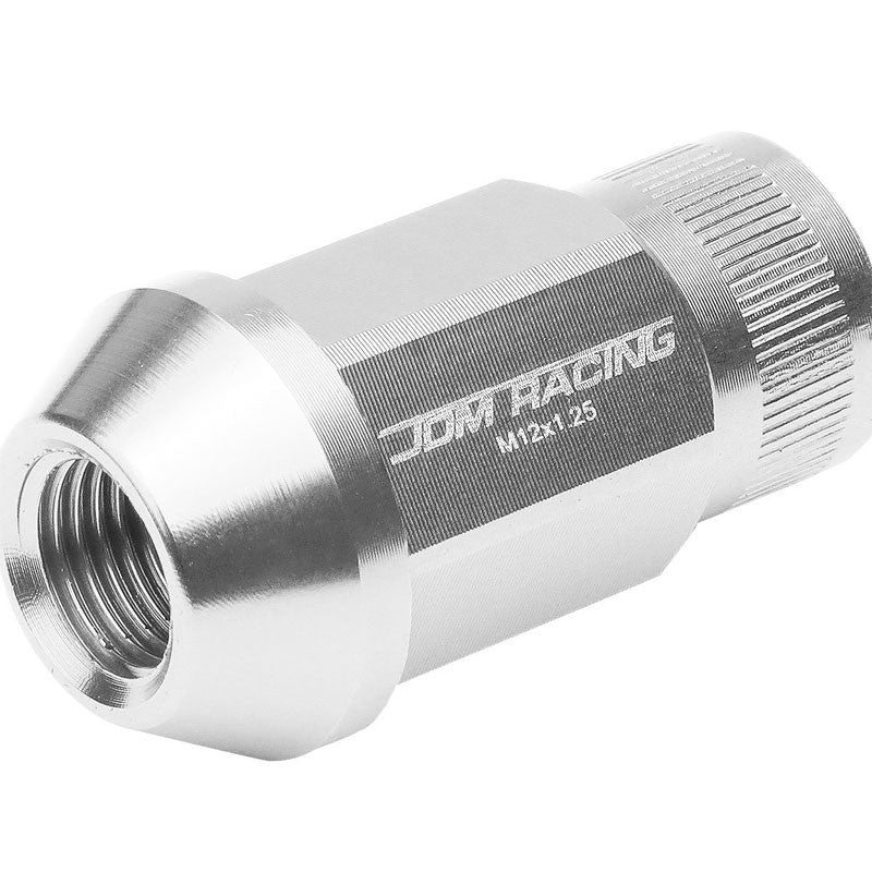 Silver Aluminum M12x1.25 Conical Open Rim Acorn Tuner 16x Lug Nuts+4 Lock Nuts-Accessories-BuildFastCar