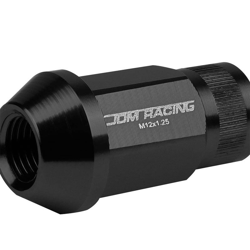 Black Aluminum M12x1.50 Conical Open Rim Acorn Tuner 16x Lug Nuts+4 Lock Nuts-Accessories-BuildFastCar