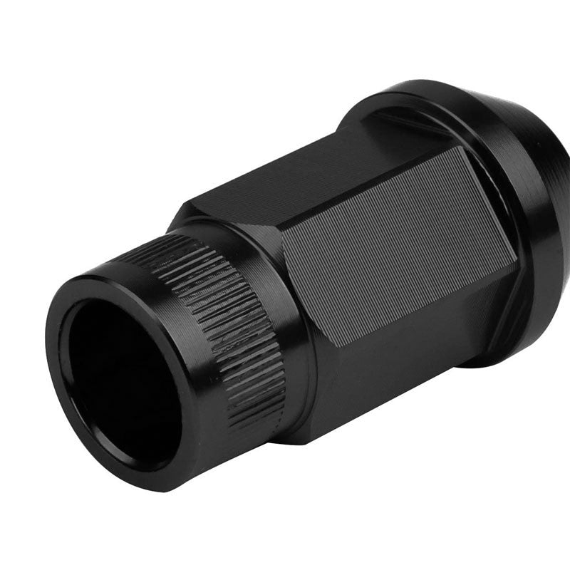 Black Aluminum M12x1.50 Conical Open Rim Acorn Tuner 16x Lug Nuts+4 Lock Nuts-Accessories-BuildFastCar